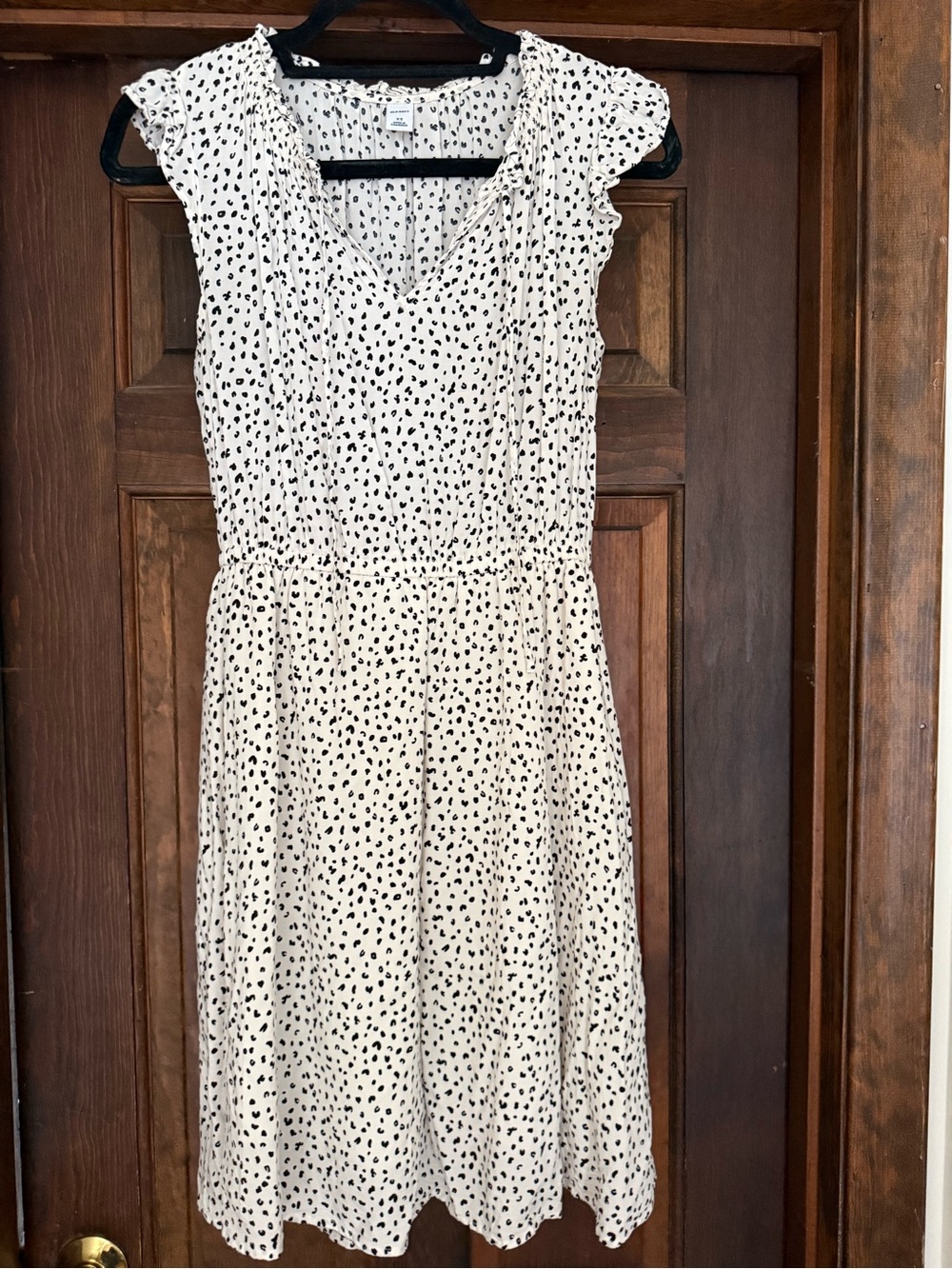 Old Navy Cream Dress with Black Dot Print